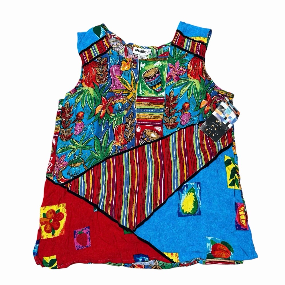 NWT We Be Bop Tunic Tank Top 1X Beaded Vtg Y2K Sleeveless Multicolor